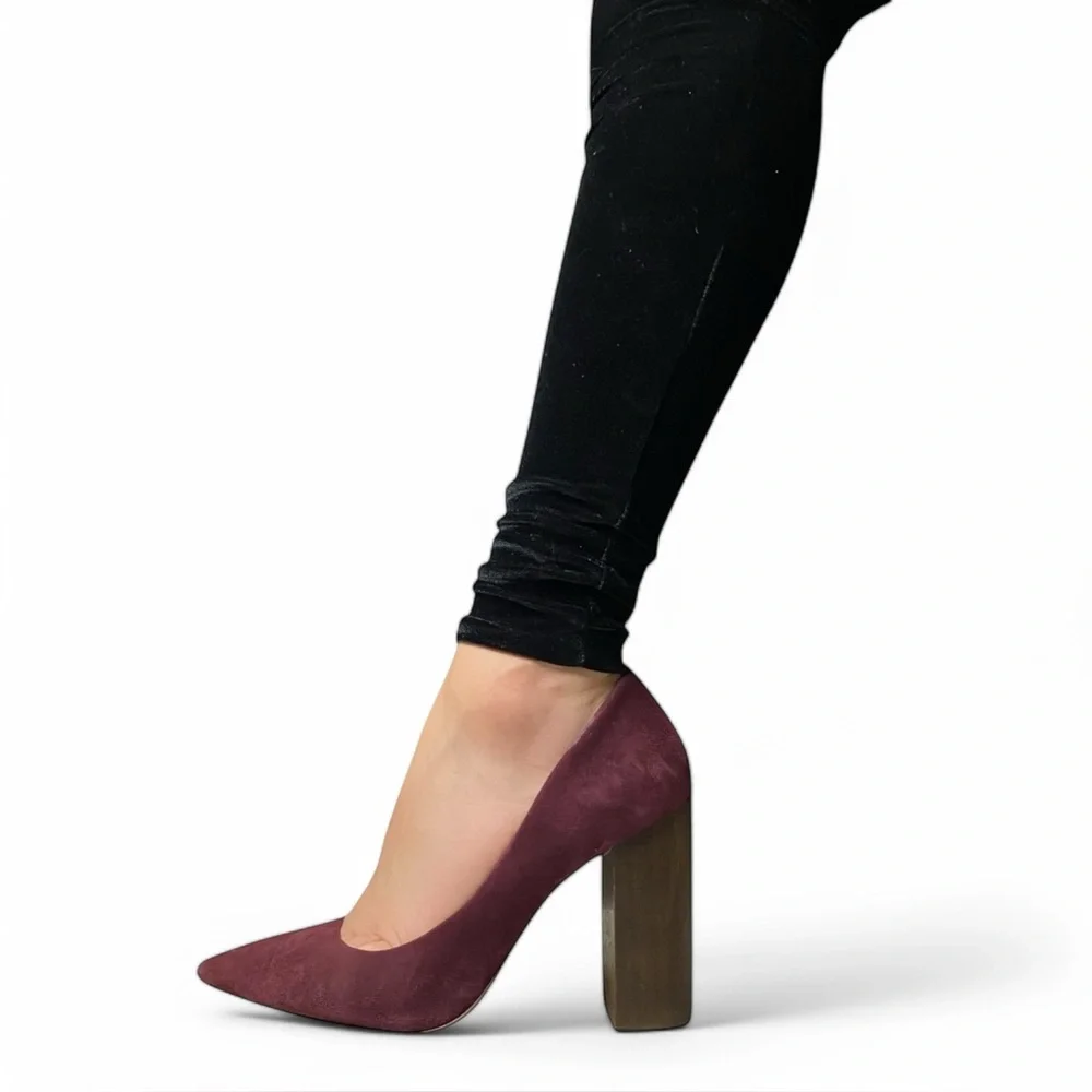 1. State Burgundy Suede Block Heel Pumps – Size 8.5 - Picture 2 of 5